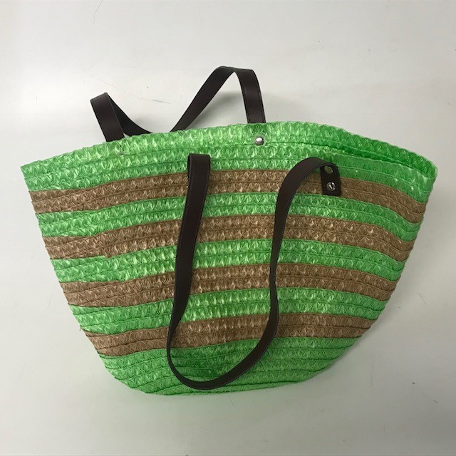 BAG, Ladies Beach Style - Green Beige Stripe